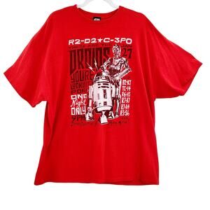 Star Wars Red Black White R2-D2 and C-3PO Concert Poster T-Shirt Men's Size 2X